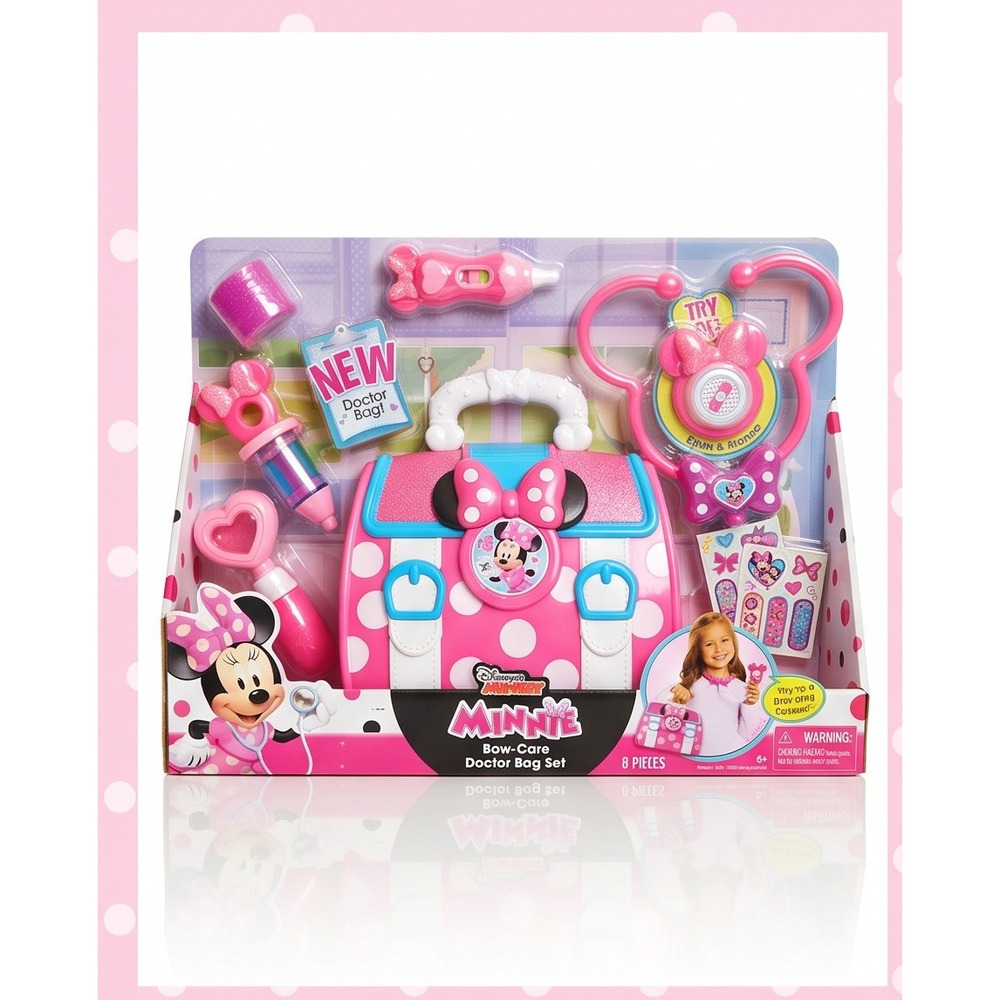 Disney Junior Minnie Mouse Bow-Care Doctor Bag Set Pink Polka Dot NEW